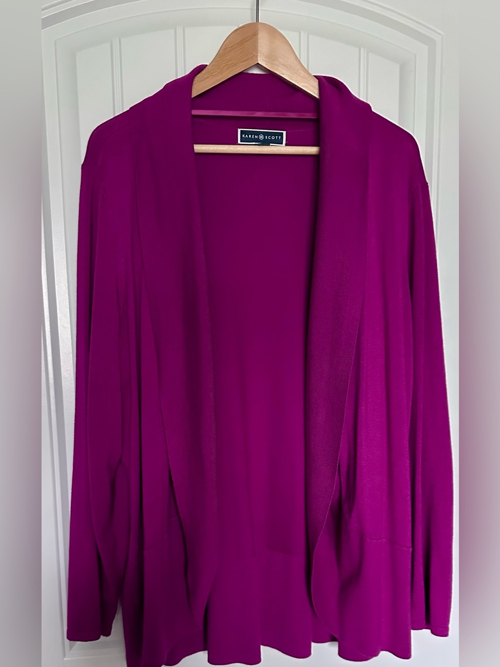 Karen Scott Open Front Cardigan Sweater 2X Lightweight Layering Top